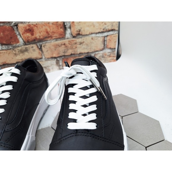 VANS Old Skool Stack Platform Lift Shoes Black Shiny White Platform Women Sz  10 - Picture 4 of 9